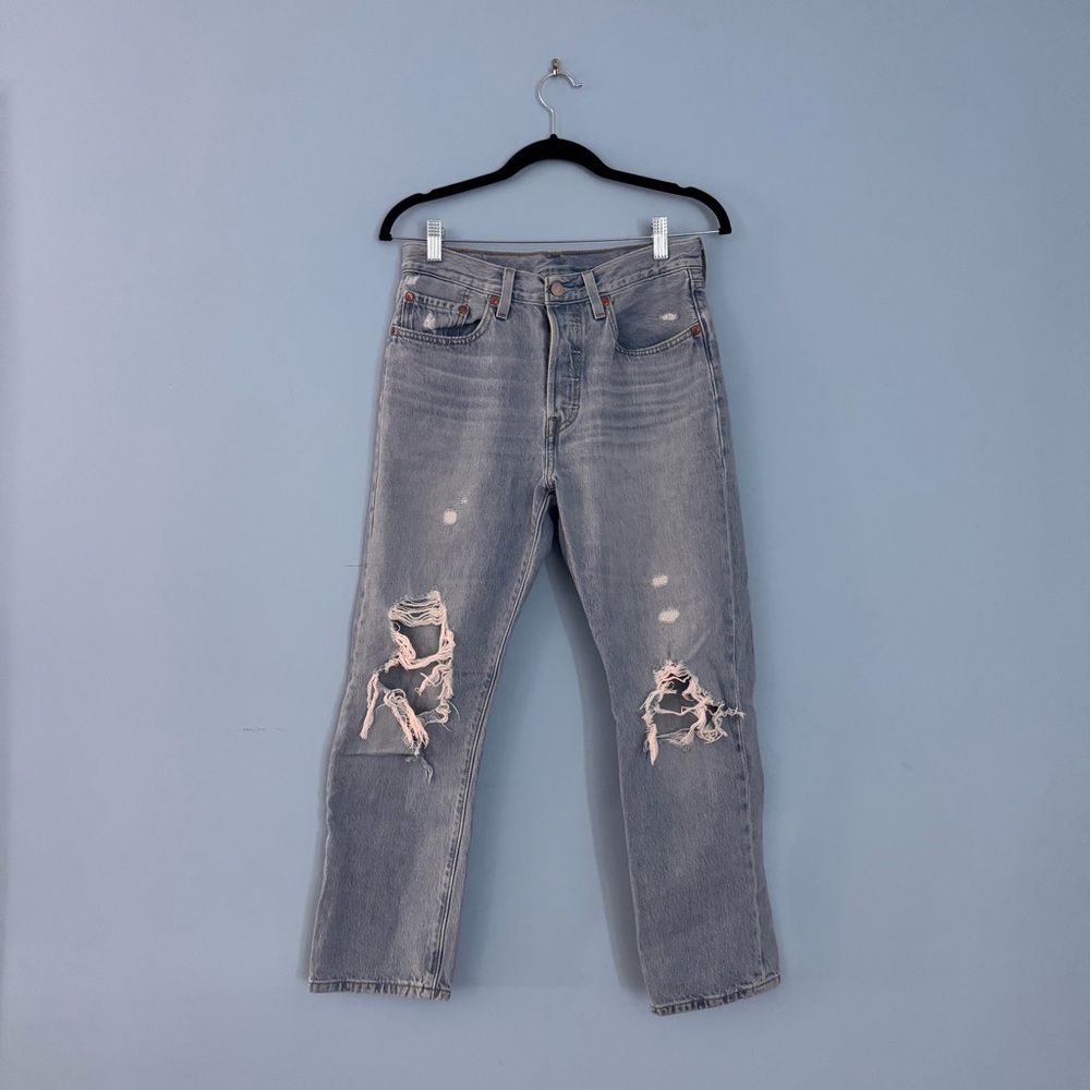 Levi's Light Denim Distressed Straight Leg Jeans